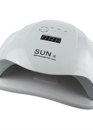 Лампа для нарощування нігтів sun x 54 w вт uv+led plus pro для сушіння гель лаку біла2 фото