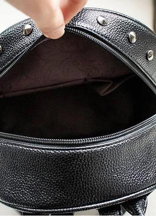 Женский рюкзак городской мини классический черный из экококиры. качественный маленький рюкзачок эко кожа белый4 фото