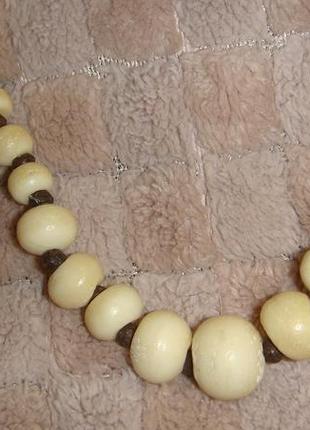 Винтажное колье ожерелье бусы кость индия2 фото