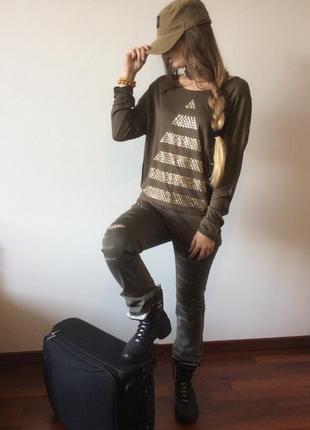 Zara трикотажная туника цвета хаки