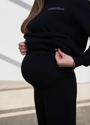 👑vip👑 штани для вагітних теплі штани тринитка з начосом бавовняні теплі штани для вагітних3 фото