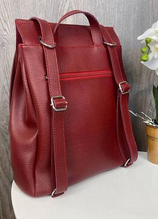 Жіночий міський рюкзак сумка 2 в 1 в стилі zara червоний5 фото