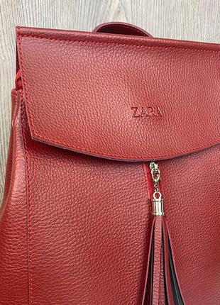 Жіночий міський рюкзак сумка 2 в 1 в стилі zara червоний8 фото