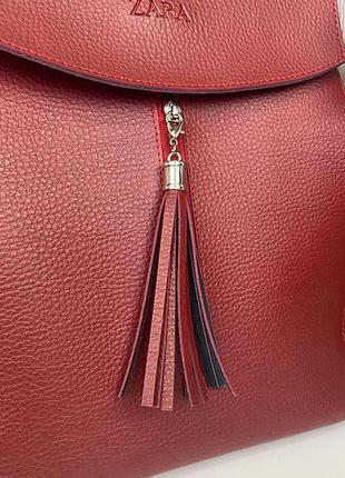 Жіночий міський рюкзак сумка 2 в 1 в стилі zara червоний10 фото