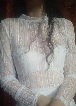 Топ топік кофта кофтинка водолазка біла білий сітка сітчатий сітчата кроп короткий коротка мережево вінтаж вінтажний вінтажна