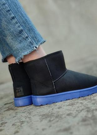 Черные низкие угги ботинки сапоги уги короткие низкие