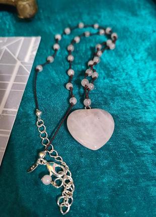 Vintage style кольє з рожевого кварца підвіска серце avon