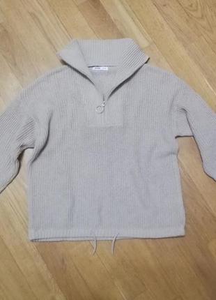 Трикотажний кроп светр з коміром поло