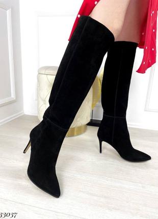 Жіночі натуральні замшеві демі осінні чоботи черевики