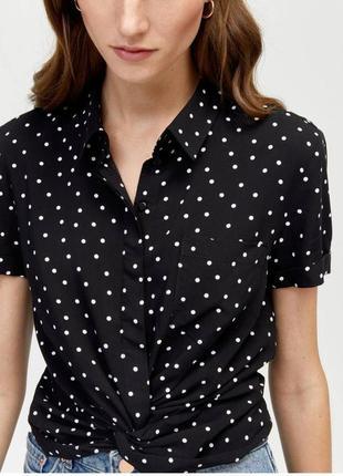 Супер стильная модная черная блуза в принт горох