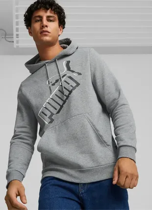 Серое худи puma essentials big logo men's hoodie новое оригинал из сша3 фото