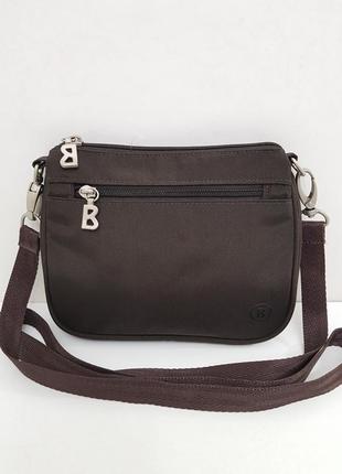 Акуратна фірмова нейлонова сумка crossbody bogner красивого шоколадного кольору8 фото