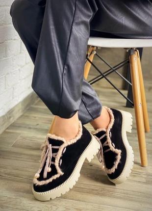 Замшеві зимові черевики з натуральної замші замшевые зимние ботинки натуральная замша3 фото