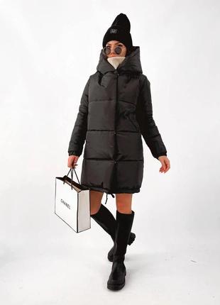 Куртка женская теплая на синтепоне с капюшоном зима холодная осень