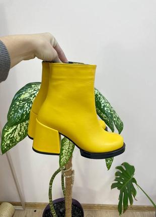 Цвет по выбору! дизайнерские стильные ботинки кожаные жёлтые9 фото