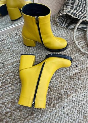 Цвет по выбору! дизайнерские стильные ботинки кожаные жёлтые2 фото