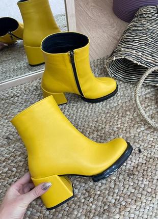 Цвет по выбору! дизайнерские стильные ботинки кожаные жёлтые