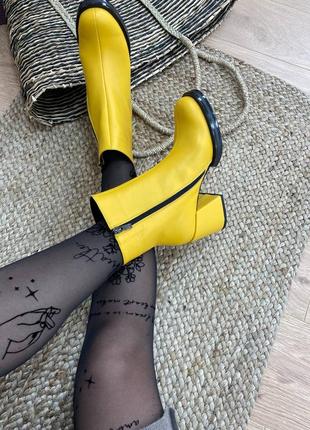 Цвет по выбору! дизайнерские стильные ботинки кожаные жёлтые4 фото