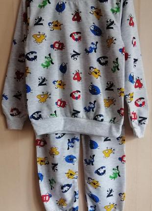 Детская пижама тёплая на флисе для мальчика. пижама детская теплая с начёсом мальчуковая