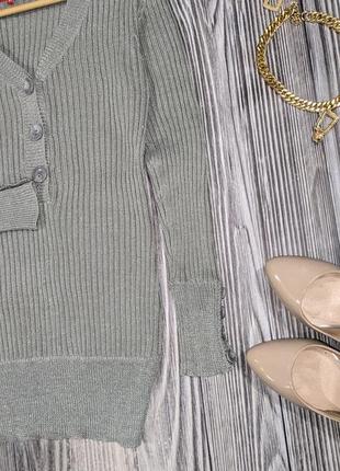 Сірий подовжений светр з люрексом #12883 фото