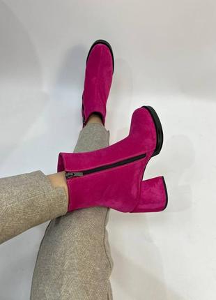 Колір на вибір! шикарні ексклюзивні стильні ботильйони черевики рожеві фуксія