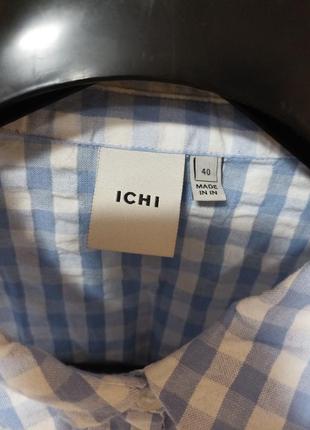Чудова сорочка в клітинку з об'ємними рукавами ichi,p. 403 фото