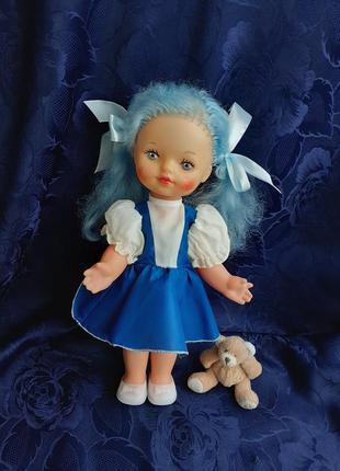 Таня 1980-е! 🦋🧸кукла днепропетровской фабрики игрушек на резинках в одежде винтаж советская редкая с голубыми волосами клеймо мальвина5 фото