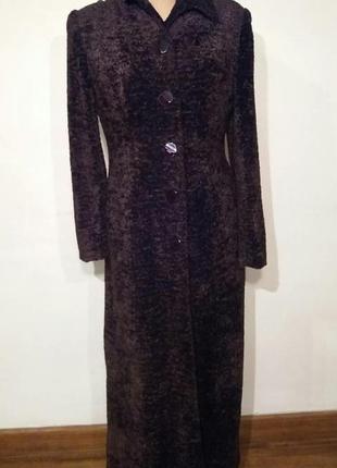 Женское пальто из искусственного меха коричневого цвета marinia1 фото