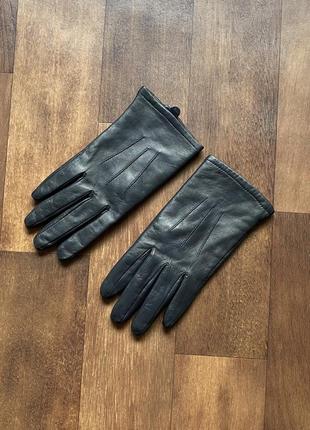 Кожаные перчатки перчатки ca yao jie оригинал на флисе темно синие женские2 фото