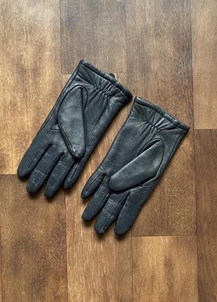 Кожаные перчатки перчатки ca yao jie оригинал на флисе темно синие женские3 фото