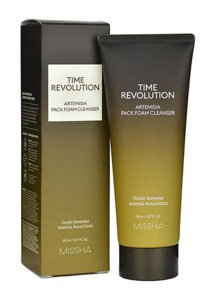 Пенка маска для очищения с экстрактом полыни missha time revolution artemisia pack foam cleanser3 фото