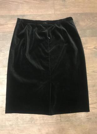 Шикарная бархатная черная юбка миди на подкладке viyella англия оригинал2 фото