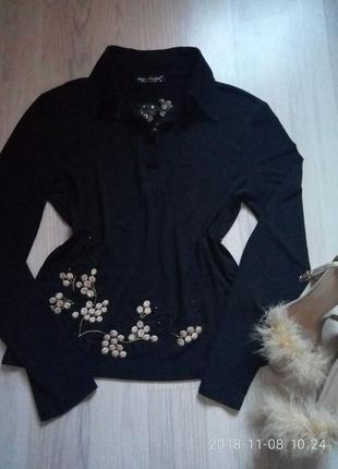 Шикарна блуза з рельєфною вишивкою та бісером