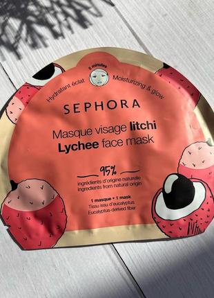 Тканинна маска зволожуюча sephora clean face mask lychee - moisturizing and glow💦1 фото