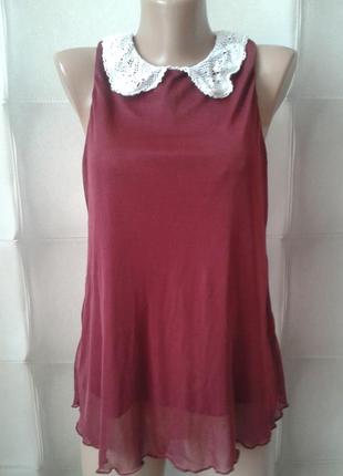 Блузка з білим мереживним коміром new look