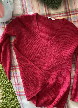 Удлиненные вязки паутинной розовый сведр паутина свитер джемпер цвета фуксии2 фото