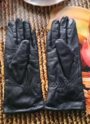 Теплі перчатки р.7 шкіряні чорні2 фото