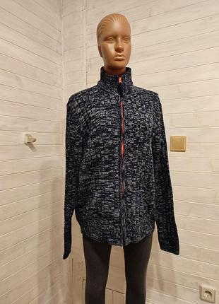 Теплая кофта на молнии из грубой вязки   унисекс xxl-4xl
