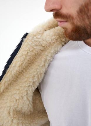 Чоловічий теплий флісовий спортивний костюм на хутрі овчина, комплект на флісі: кофта худі з капюшоном на змійці + штани джогери, чорний синій хакі2 фото