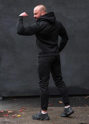 Зимний мужской спортивный трикотажный костюм чёрный8 фото