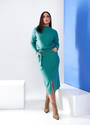 Сукня з розрізом ангора рубчик платье с разрезом ангора рубчик 44-54 р-р