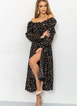 Платье с цветочным принтом цвет черно-розовый размер 50-52 fg_08339_03