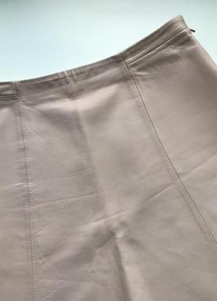 Кожаная молочная мини юбка трапеция кожа tara jarmon новая4 фото