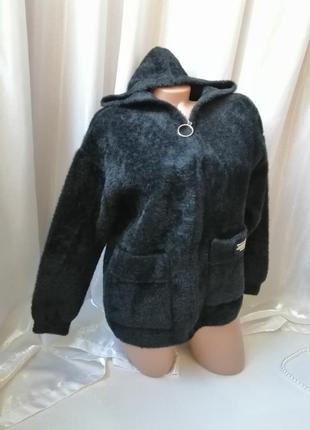 Кофта альпака шерсть травка пальто - накидка кардиган куртка кофта альпака вовна трава4 фото