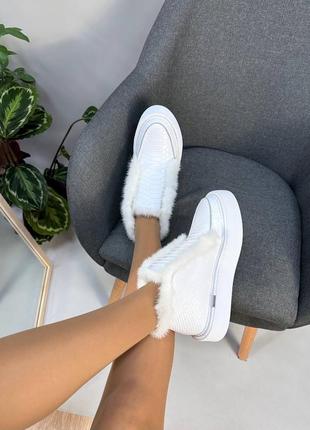 Шкіряні зимові лофери з хутром натуральної норки кожаные зимние лоферы с мехом...