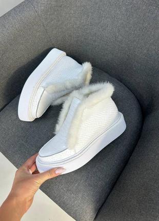 Шкіряні зимові лофери з хутром натуральної норки кожаные зимние лоферы с мехом...