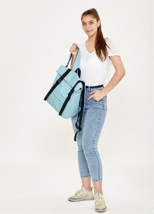 Жіночий рюкзак ролл sambag rolltop milton - голубий6 фото