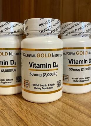 Вітамін d-3, california gold nutrition, 50 мкг (2000 мо), 90 капсул