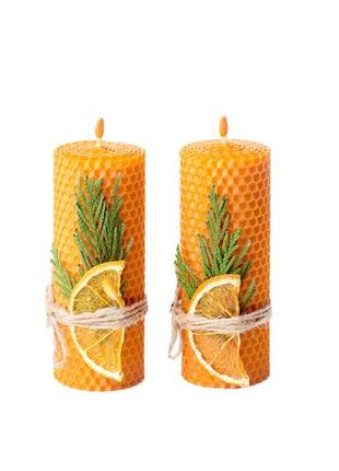 Подарунковий набір натуральних медових еко свічок з вощини