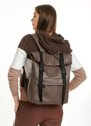 Женский рюкзак ролл sambag rolltop milton - коричневый нубук